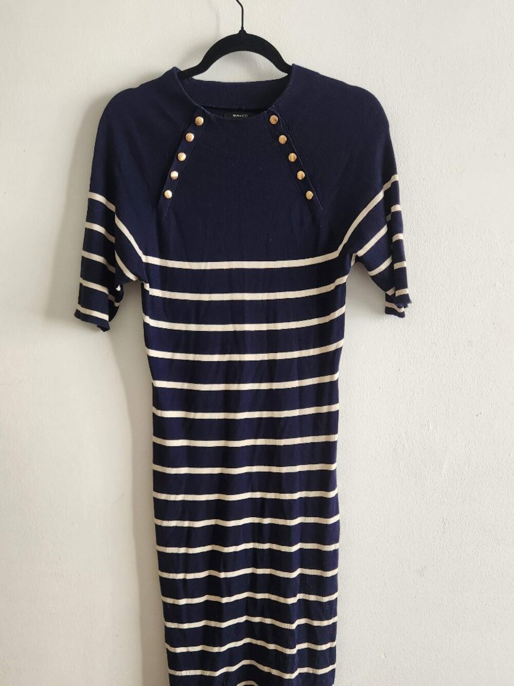 Striped nave knit work dress